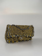 Chanel Tweed Braided Charms Medium Flap Bag Yellow Grey Black