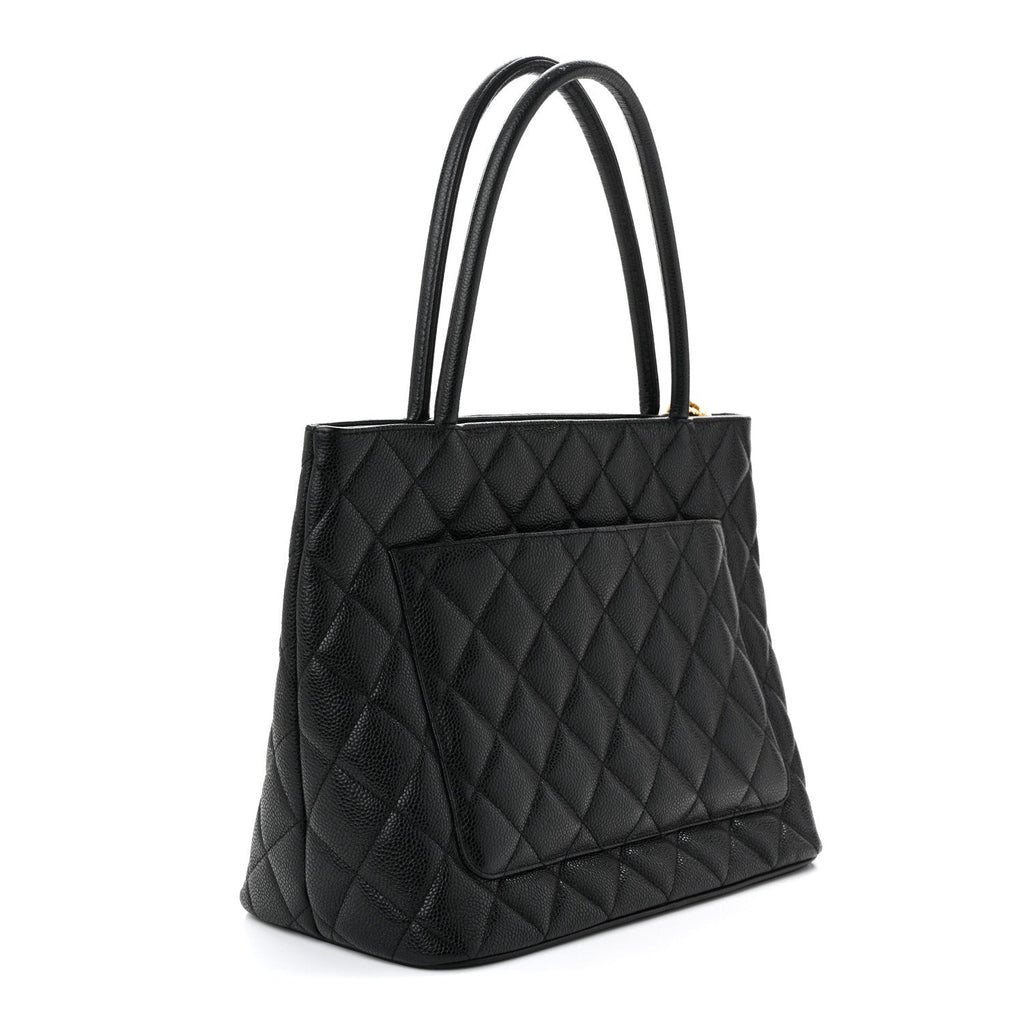Caviar Quilted Medallion Tote Black