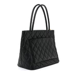 Caviar Quilted Medallion Tote Black