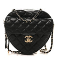 Lambskin Quilted CC In Love Heart Bag Black