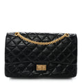 Aged Calfskin Quilted 2.55 Reissue 227 Flap Black