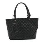 Calfskin Quilted Large Cambon Tote Black