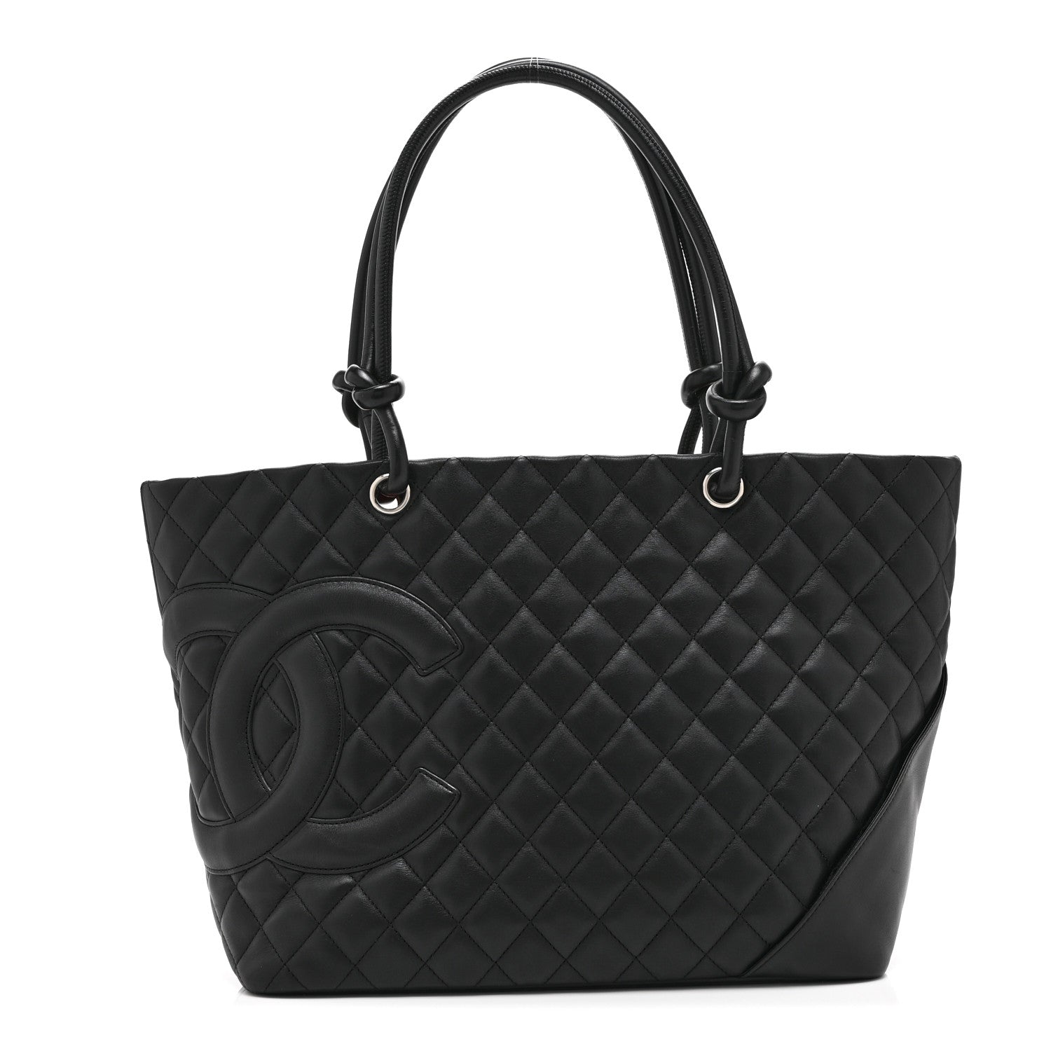Calfskin Quilted Large Cambon Tote Black