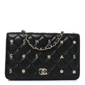 Lambskin Quilted All About Chanel Charm Wallet On Chain WOC Black