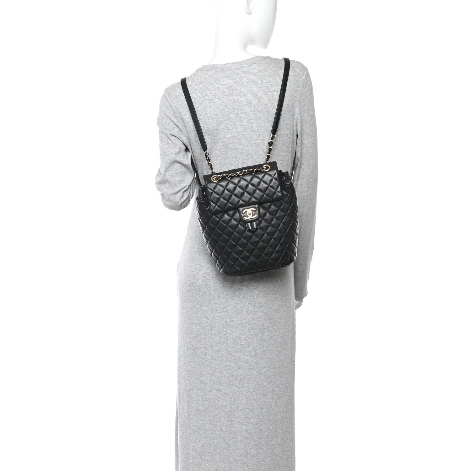 Lambskin Quilted Small Urban Spirit Backpack Black