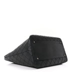 Calfskin Stitched Large Shopping Tote Black