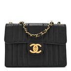 Caviar Vertical Quilted Jumbo Single Flap Black