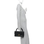 Lambskin Quilted Medium Rectangular Kelly Flap Bag Black