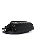 Snakeskin Glazed Calfskin Quilted Urban Mix Tote Black
