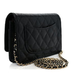 Caviar Quilted CC Turnlock Wallet On Chain WOC Black
