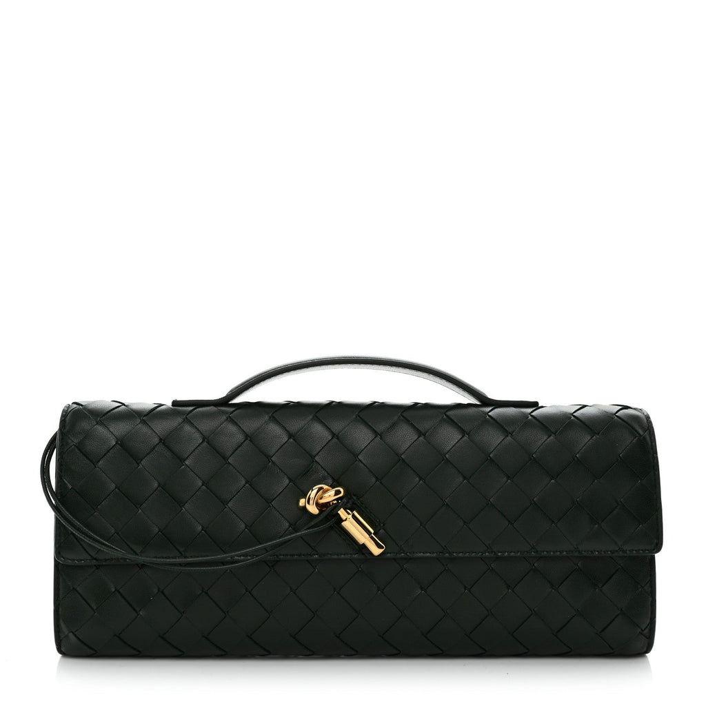 Nappa Intrecciato Long Andiamo Top Handle Clutch Emerald Green