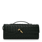 Nappa Intrecciato Long Andiamo Top Handle Clutch Emerald Green
