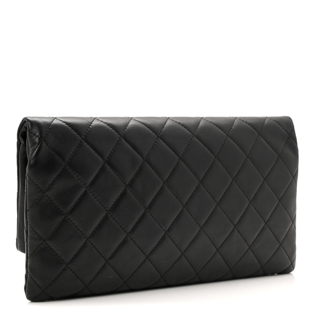 Lambskin Quilted CC Beauty Clutch Black