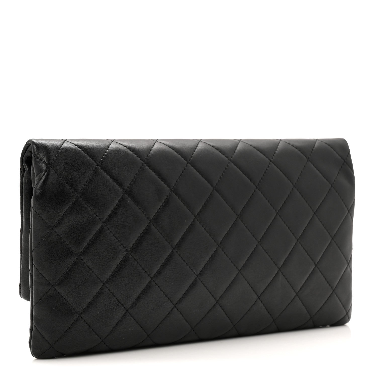 Lambskin Quilted CC Beauty Clutch Black
