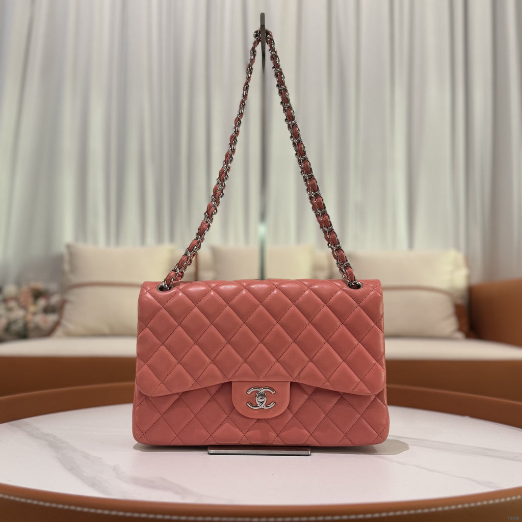 CHANEL CF CLASSIC FLAP BAG PINK LAMBSKIN