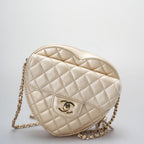 Chanel Champagne Gold Big Heart Bag in Love Heart Clutch Large Size