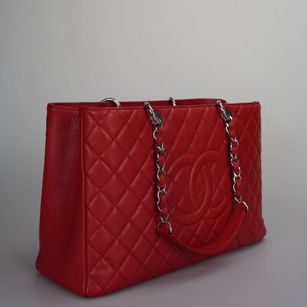 Chanel Red Large Grand Shopping Tote Red GST Bag in Caviar 2011-2012