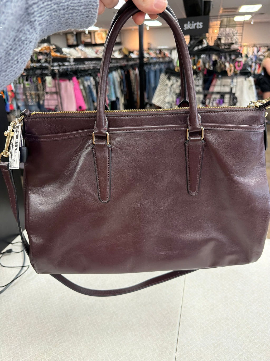 Handbag Designer By Coach In Maroon, Size:Medium