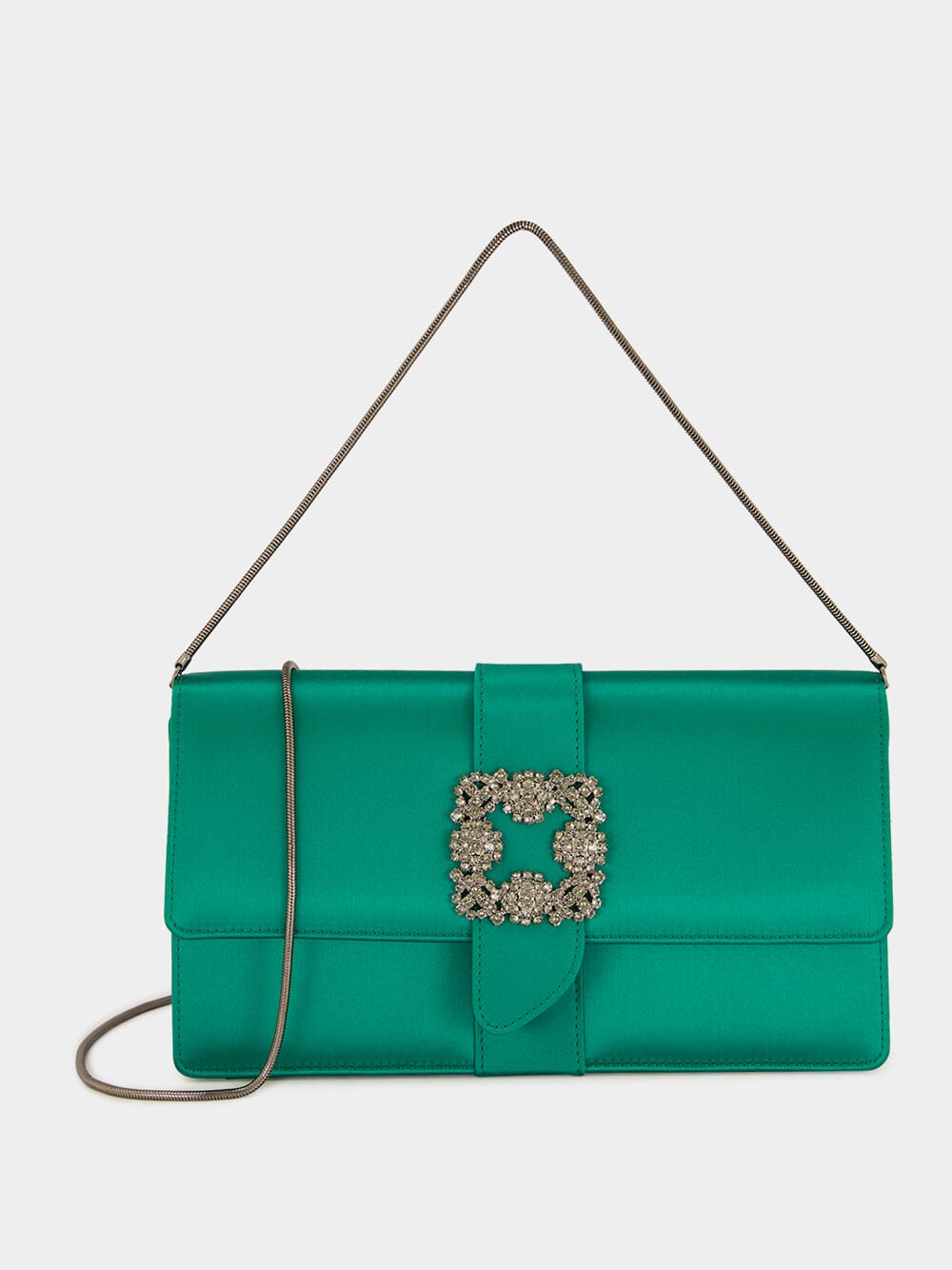Green Satin Capri Clutch