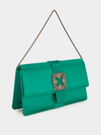 Green Satin Capri Clutch