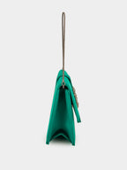 Green Satin Capri Clutch