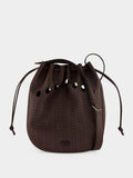 Dark Brown Perforated Leather Bucket Bag