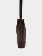 Dark Brown Perforated Leather Bucket Bag