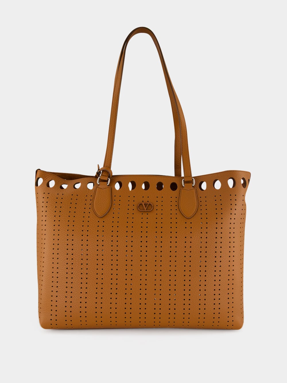 Cuoio Brown Perforated Leather Tote Bag