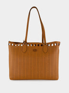 Cuoio Brown Perforated Leather Tote Bag