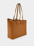 Cuoio Brown Perforated Leather Tote Bag