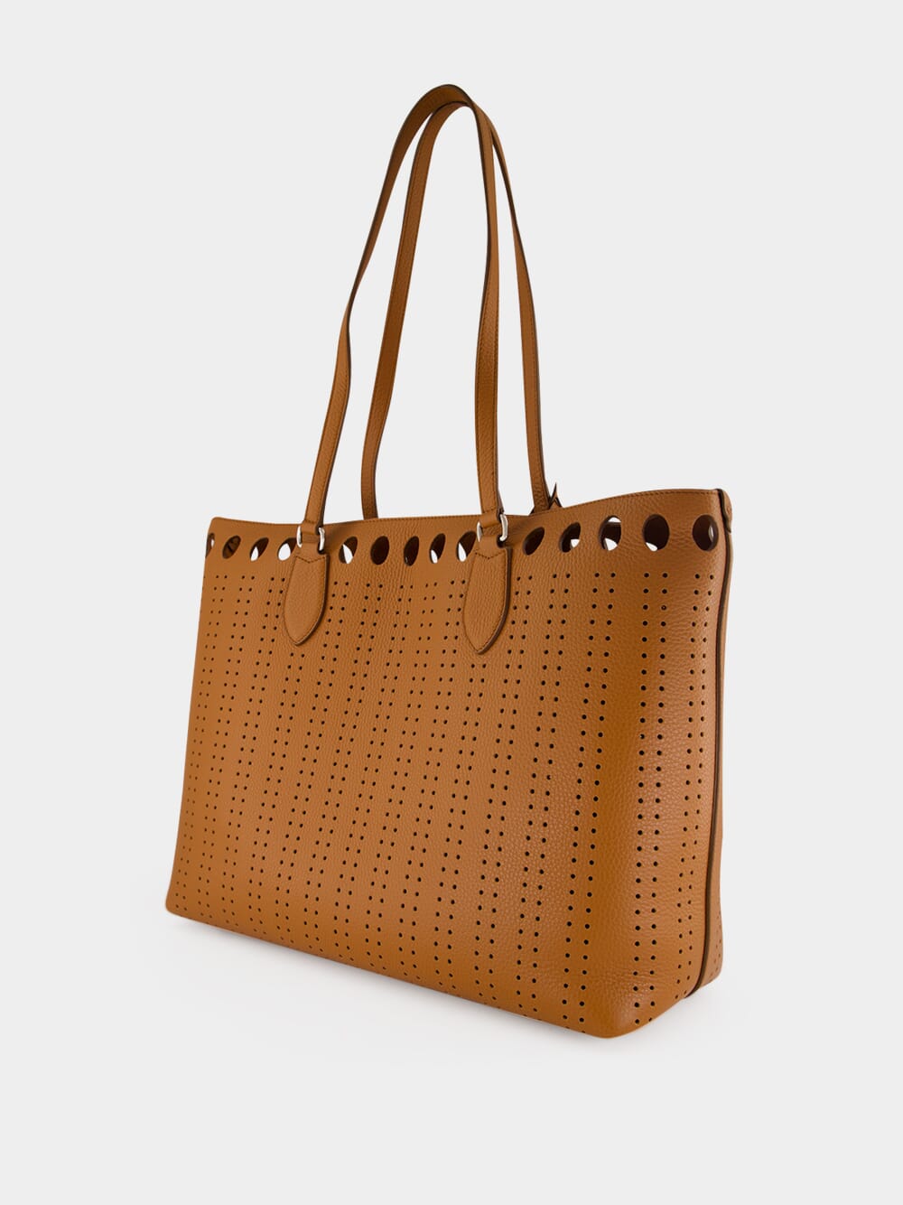 Cuoio Brown Perforated Leather Tote Bag