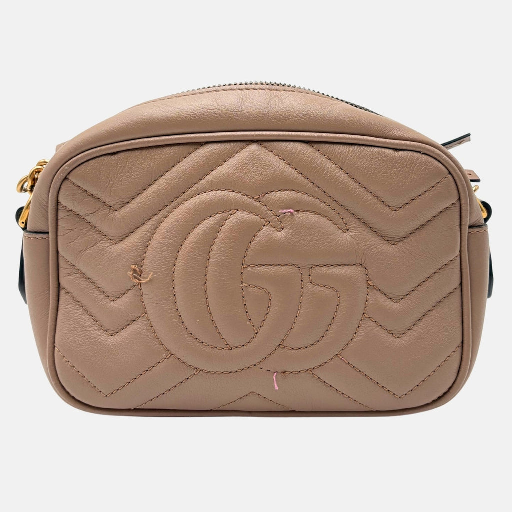 Marmont Camera Bag Taupe Matelassé Leather Mini