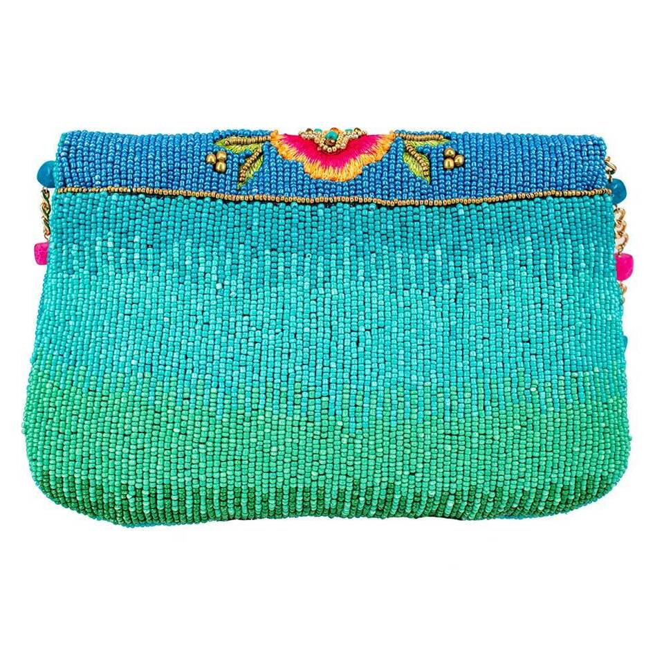 Mary Frances Butterfly Love Spring Floral Bag Beaded Handbag Blue Pink Purse NEW