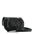Calfskin Quilted CC Uniform Flap Belt Bag Black