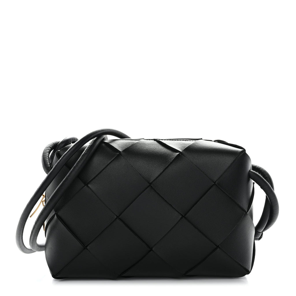 Lambskin Maxi Intrecciato Small Cassette Camera Bag Black