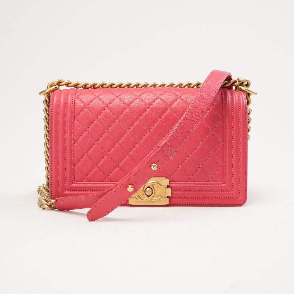 Chanel Medium Boy Flap Caviar Dark Pink 2017