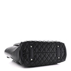 Lambskin Quilted Shopping Tote Black
