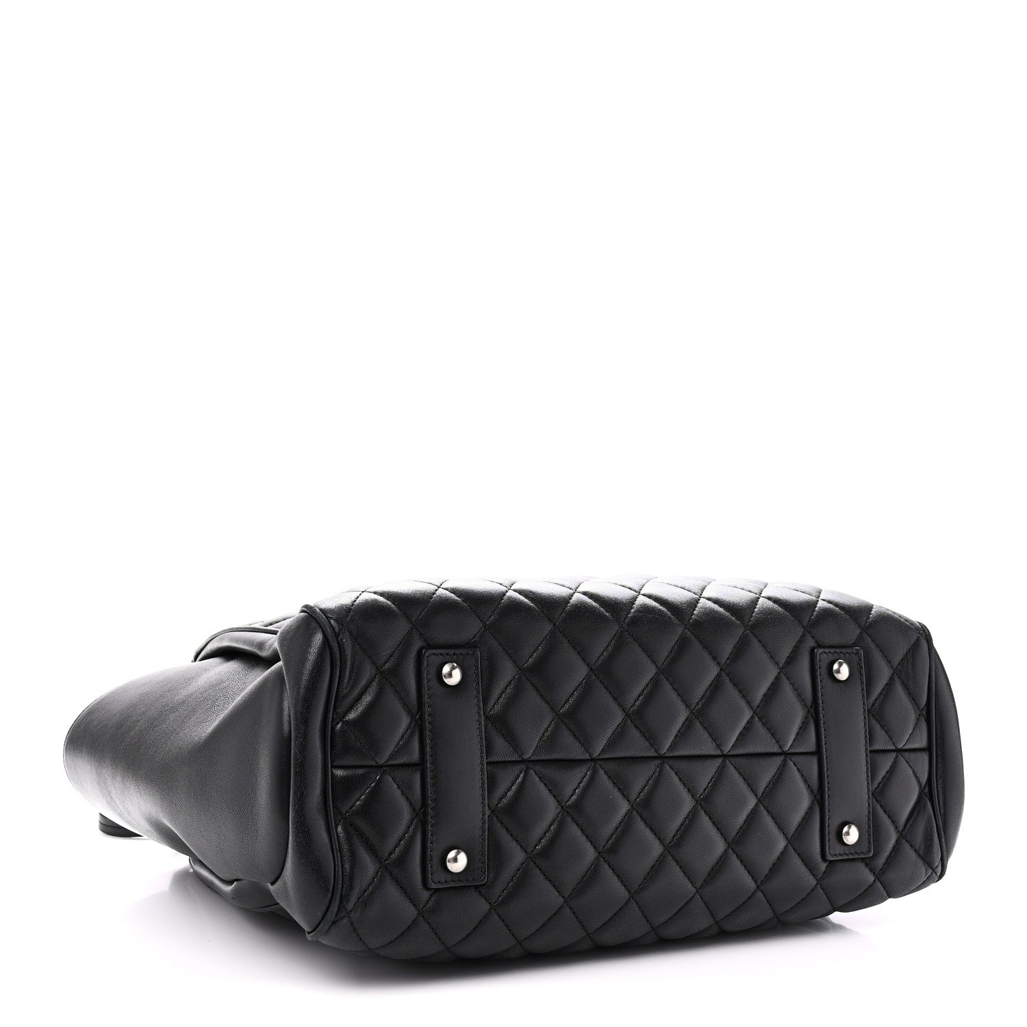Lambskin Quilted Shopping Tote Black