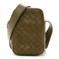 Calfskin Intrecciato Mini Cassette Phone Holder Crossbody Khaki