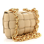 Lambskin Maxi Intreccio Padded Chain Cassette Crossbody Bag Porridge