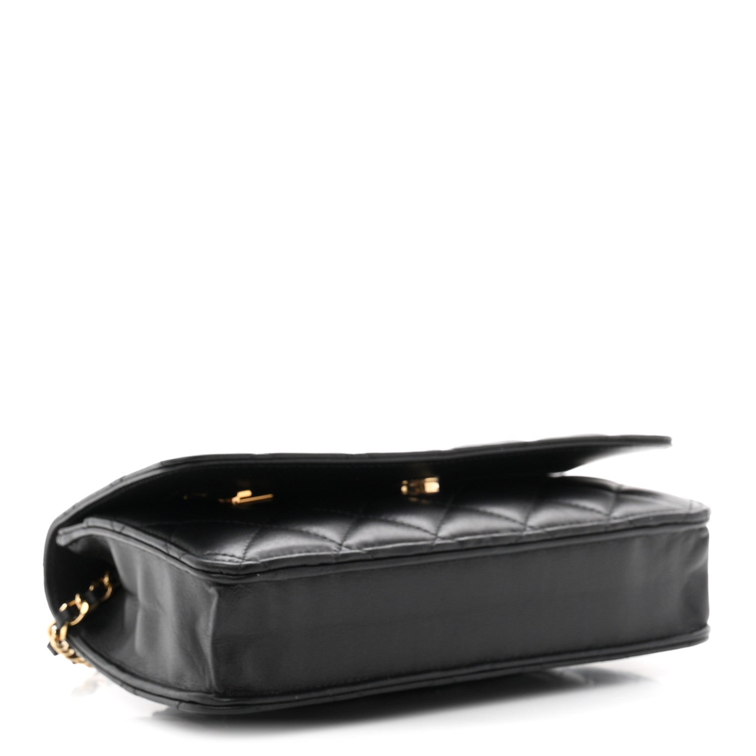 Lambskin Quilted Wallet On Chain WOC Black