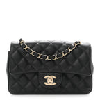 Lambskin Quilted Mini Rectangular Flap Black