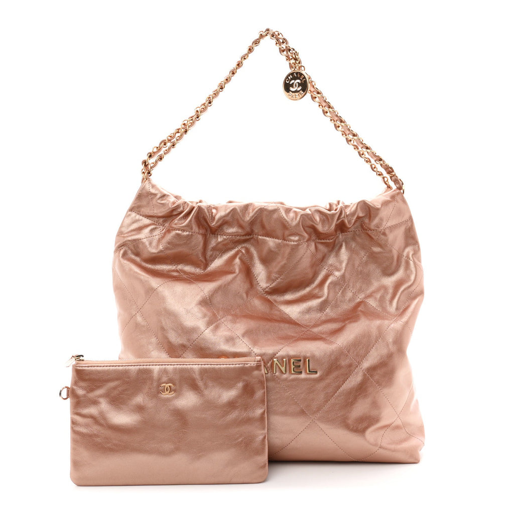 Metallic Calfskin Quilted Chanel 22 Copper