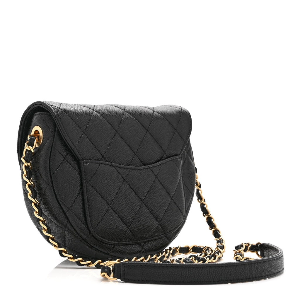 Caviar Quilted Mini Messenger Flap Black