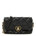 Lambskin Plexiglass Quilted Coco Love Flap Black