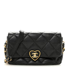 Lambskin Plexiglass Quilted Coco Love Flap Black