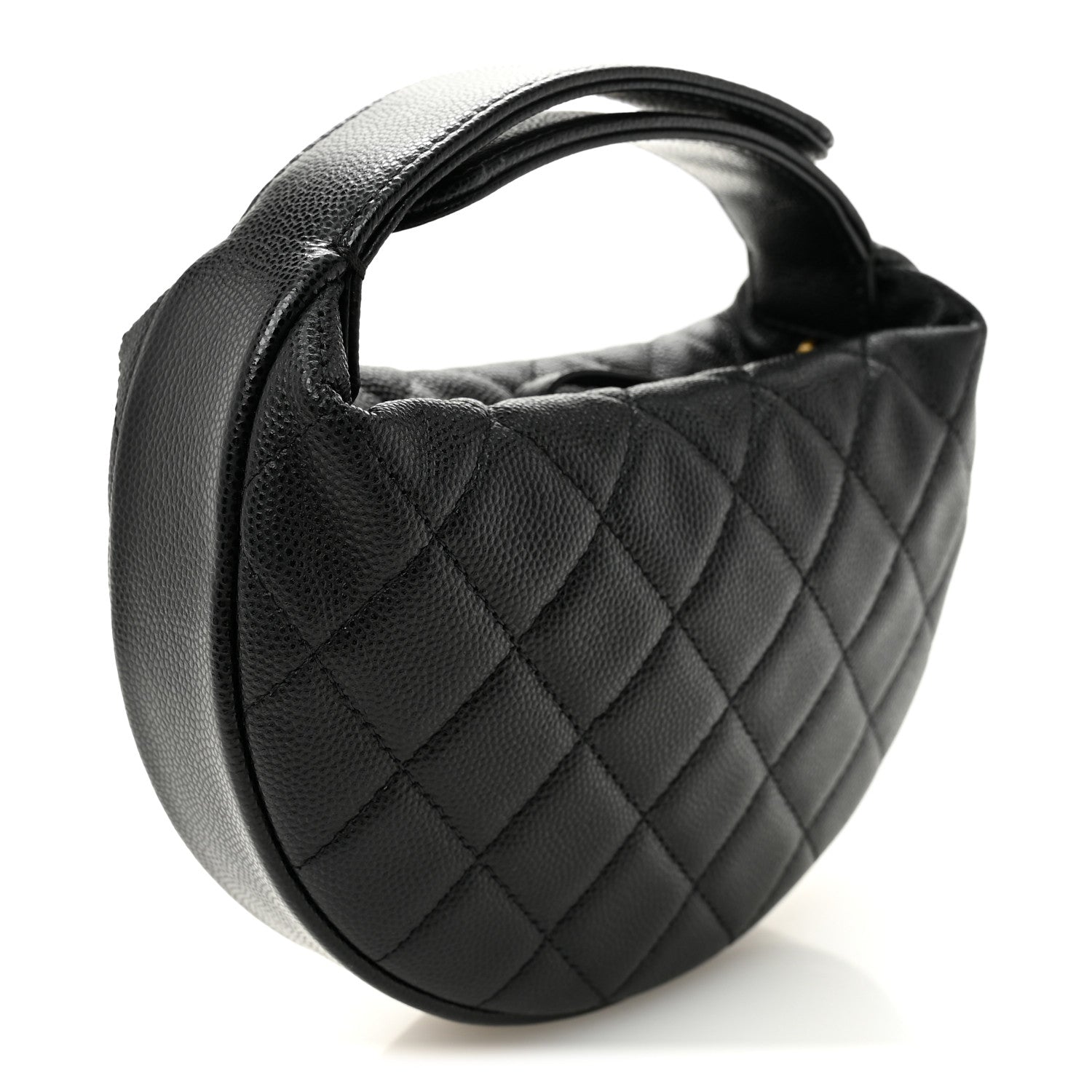 Caviar Quilted Polly Pocket Pouch Hobo Black