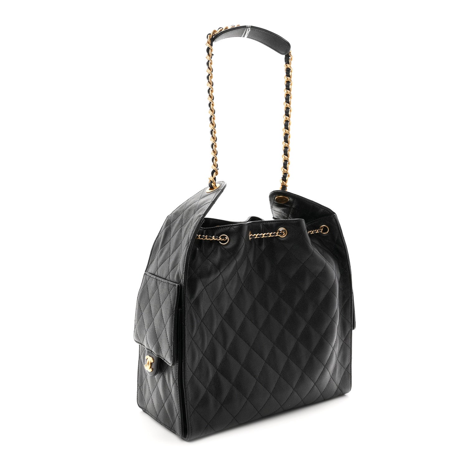 Caviar Quilted Medium Chanel 25 Handbag Black