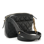 Calfskin Quilted Small Camera Case Black