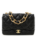 Lambskin Quilted Large CC Funky Town Flap Black